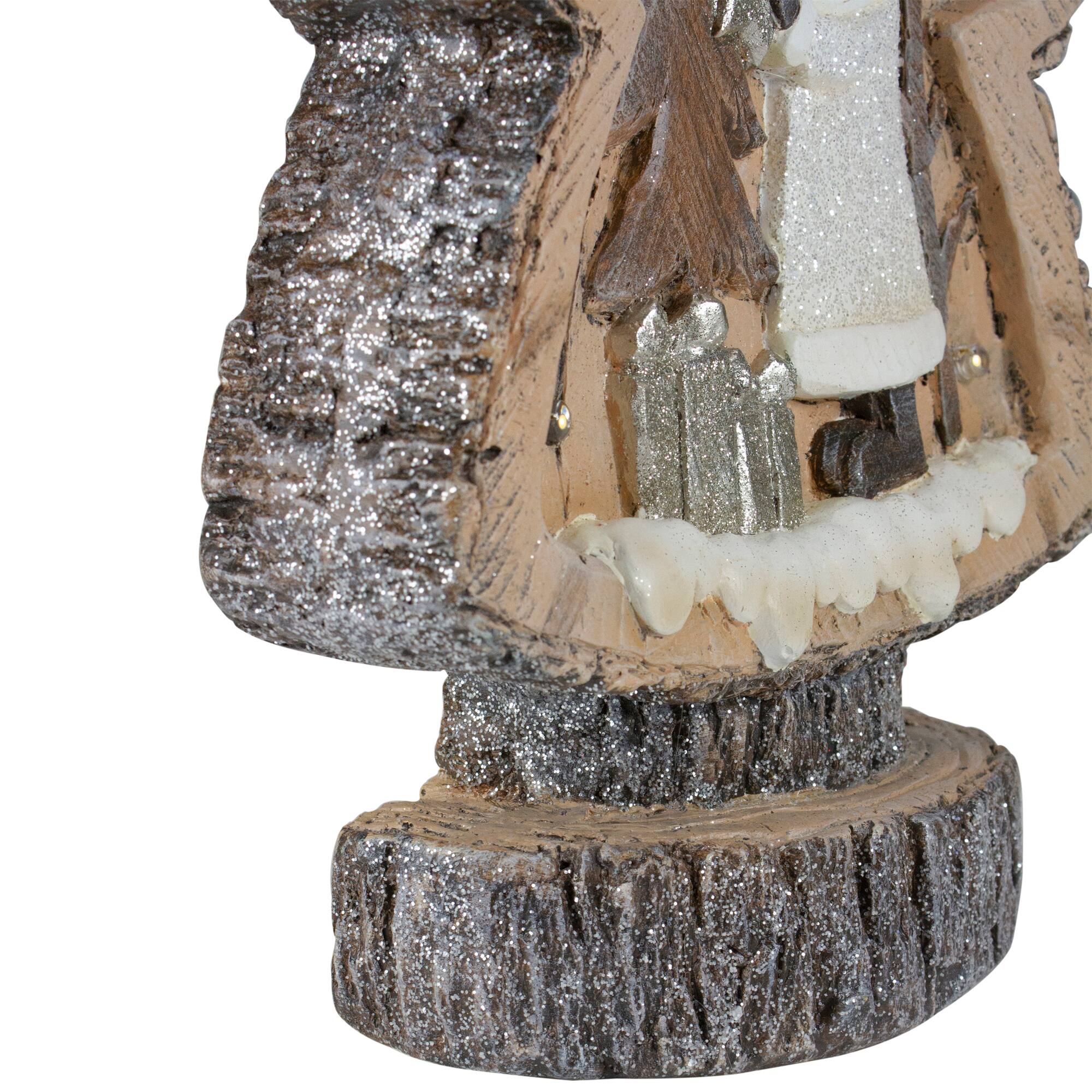 20" Pre-Lit LED Lighted Rustic Glitter with Winter Scene Christmas Tree